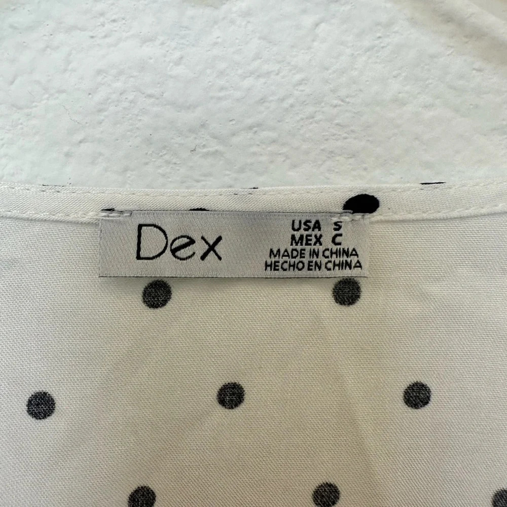 NWT Dex Polka‎ Dot Smocked Blouse Black and White Small - Picture 5 of 10